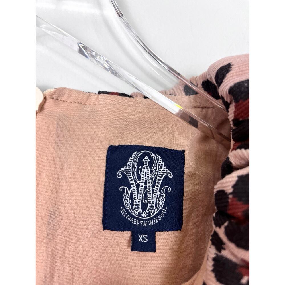 Elizabeth Wilson Leopard Corduroy Katherine Bell Sleeve Ruffle Top Preppy XS - Picture 8 of 11